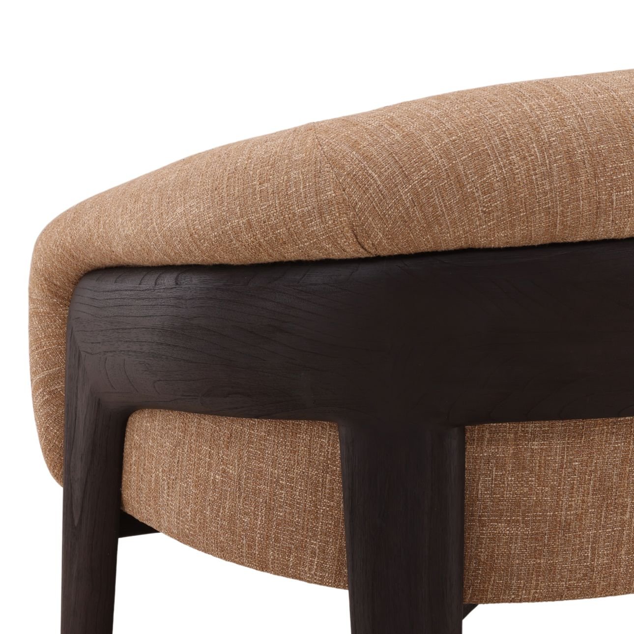 Brown and Dark Brown Burlap Fabric and Mindi Wood Chair 35 in Wide
