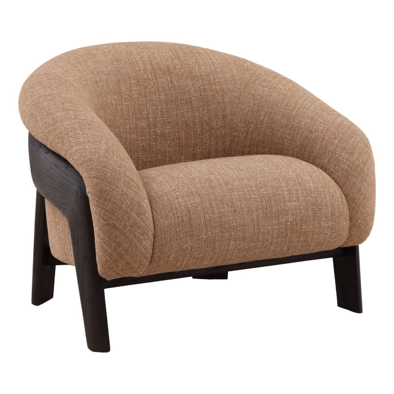 Brown and Dark Brown Burlap Fabric and Mindi Wood Chair 35 in Wide