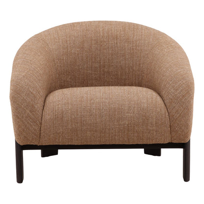Brown and Dark Brown Burlap Fabric and Mindi Wood Chair 35 in Wide