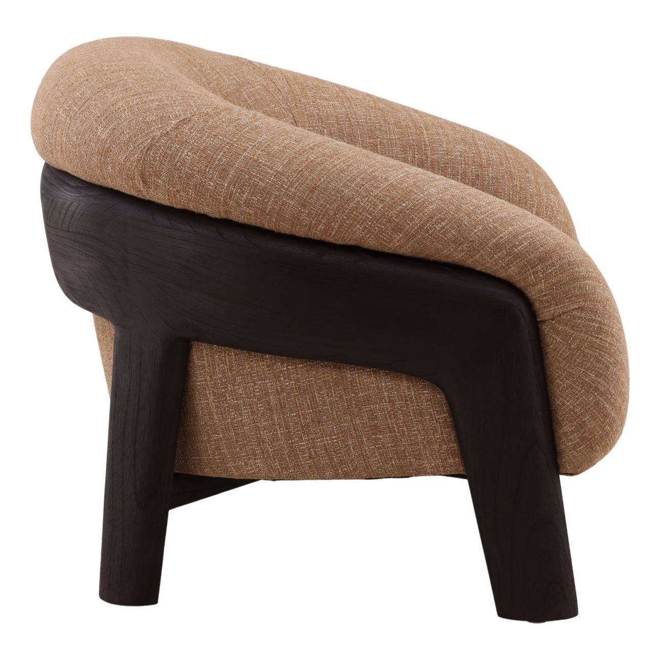Brown and Dark Brown Burlap Fabric and Mindi Wood Chair 35 in Wide