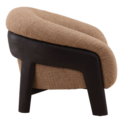 Brown and Dark Brown Burlap Fabric and Mindi Wood Chair 35 in Wide