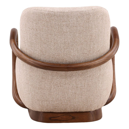 Field Fawn and Brown Tweed Fabric and Mindi Wood Chair 28 in Wide