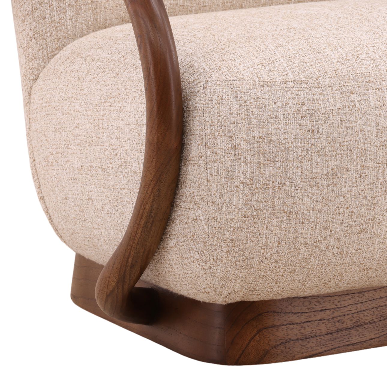 Field Fawn and Brown Tweed Fabric and Mindi Wood Chair 28 in Wide