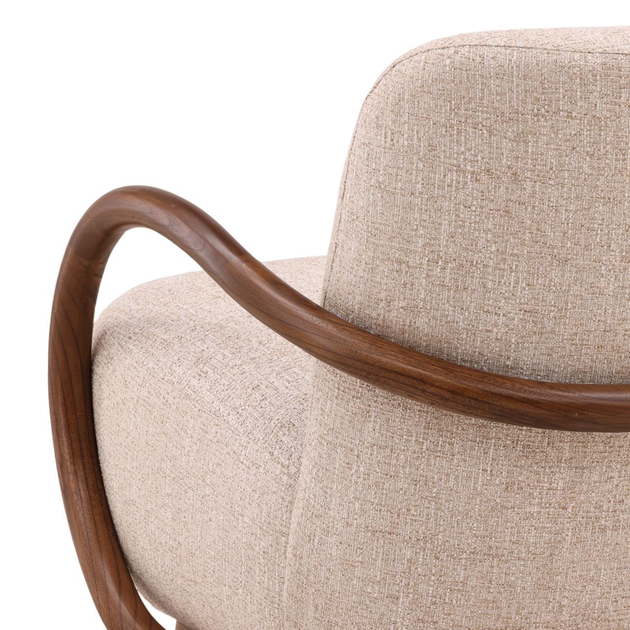 Field Fawn and Brown Tweed Fabric and Mindi Wood Chair 28 in Wide