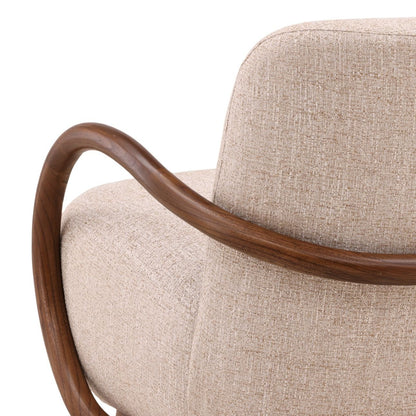 Field Fawn and Brown Tweed Fabric and Mindi Wood Chair 28 in Wide