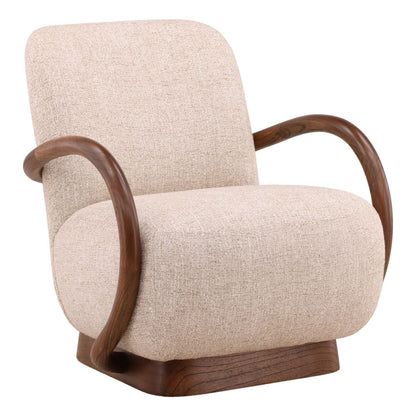 Field Fawn and Brown Tweed Fabric and Mindi Wood Chair 28 in Wide