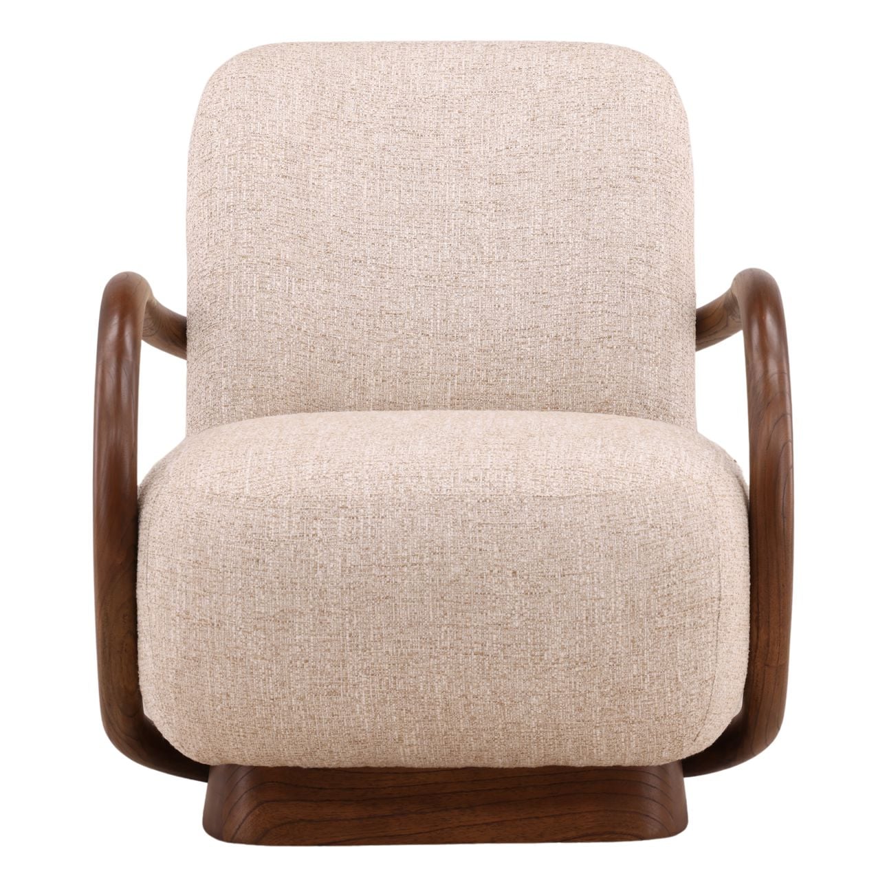 Field Fawn and Brown Tweed Fabric and Mindi Wood Chair 28 in Wide