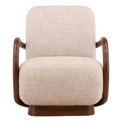 Field Fawn and Brown Tweed Fabric and Mindi Wood Chair 28 in Wide