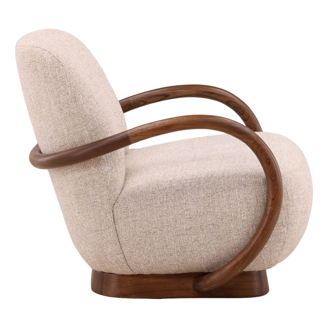 Field Fawn and Brown Tweed Fabric and Mindi Wood Chair 28 in Wide