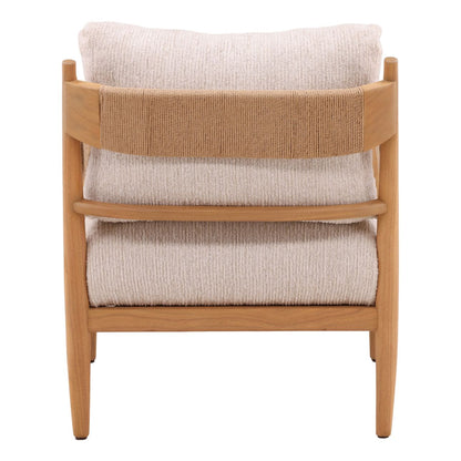 Ellery Cream and Natural Chenille Fabric and Mindi Wood Chair 28 in Wide