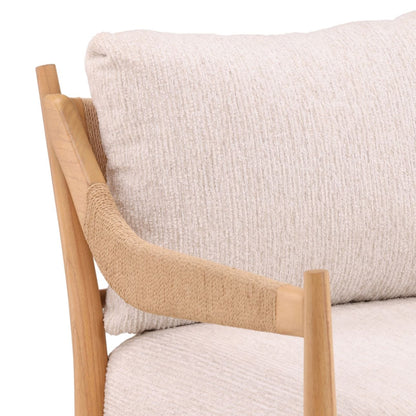 Ellery Cream and Natural Chenille Fabric and Mindi Wood Chair 28 in Wide