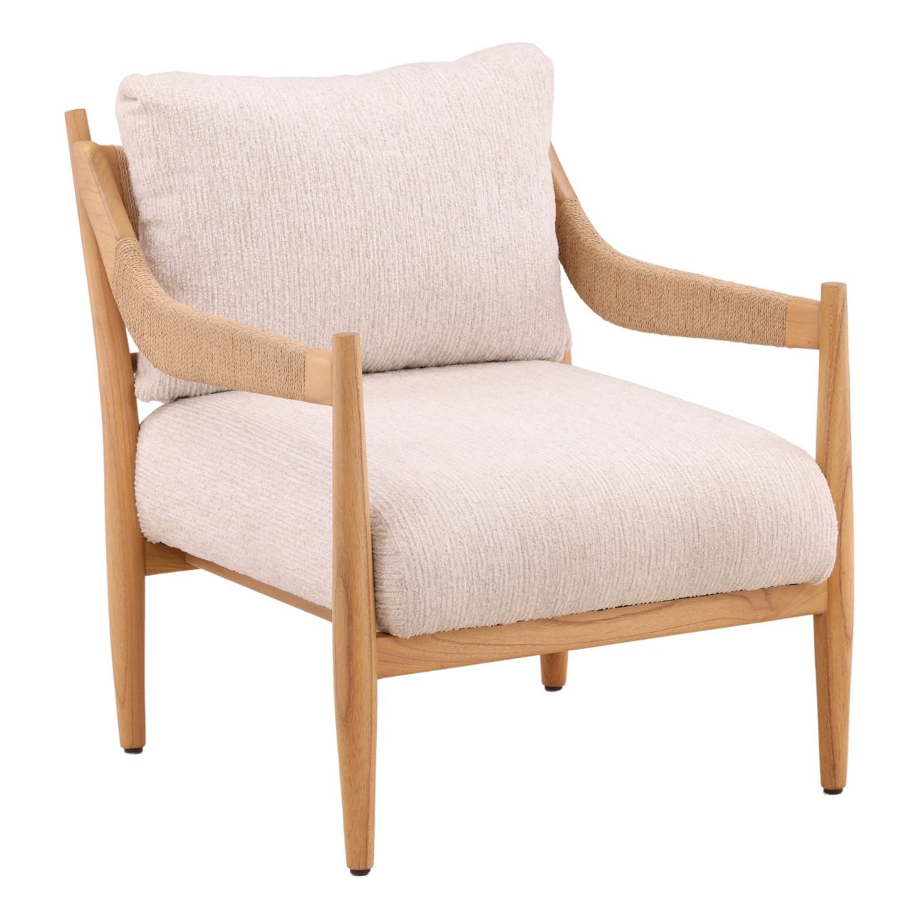 Ellery Cream and Natural Chenille Fabric and Mindi Wood Chair 28 in Wide
