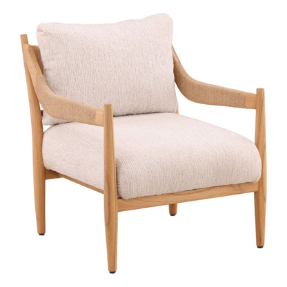 Ellery Cream and Natural Chenille Fabric and Mindi Wood Chair 28 in Wide