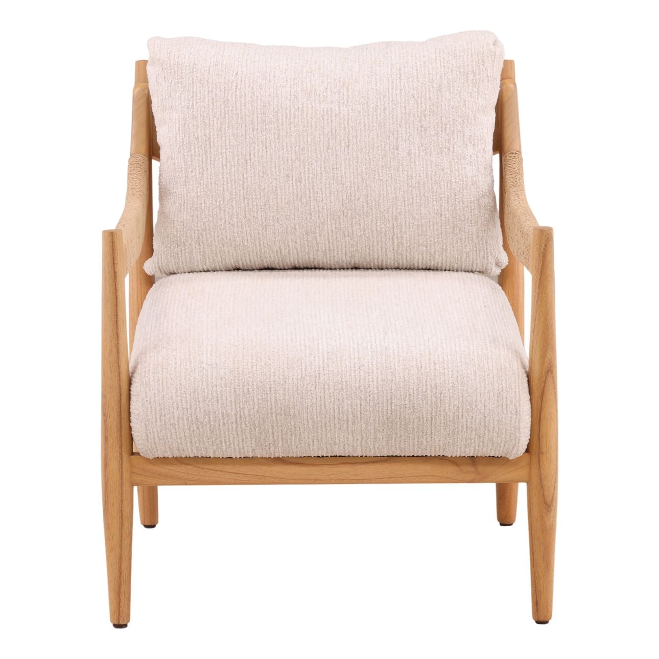 Ellery Cream and Natural Chenille Fabric and Mindi Wood Chair 28 in Wide