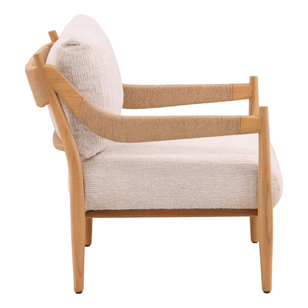 Ellery Cream and Natural Chenille Fabric and Mindi Wood Chair 28 in Wide
