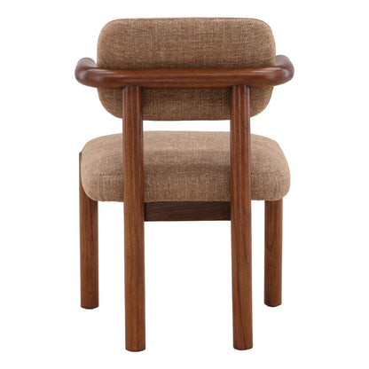 Brown Burlap Fabric and Mindi Wood Chair 21 in Wide
