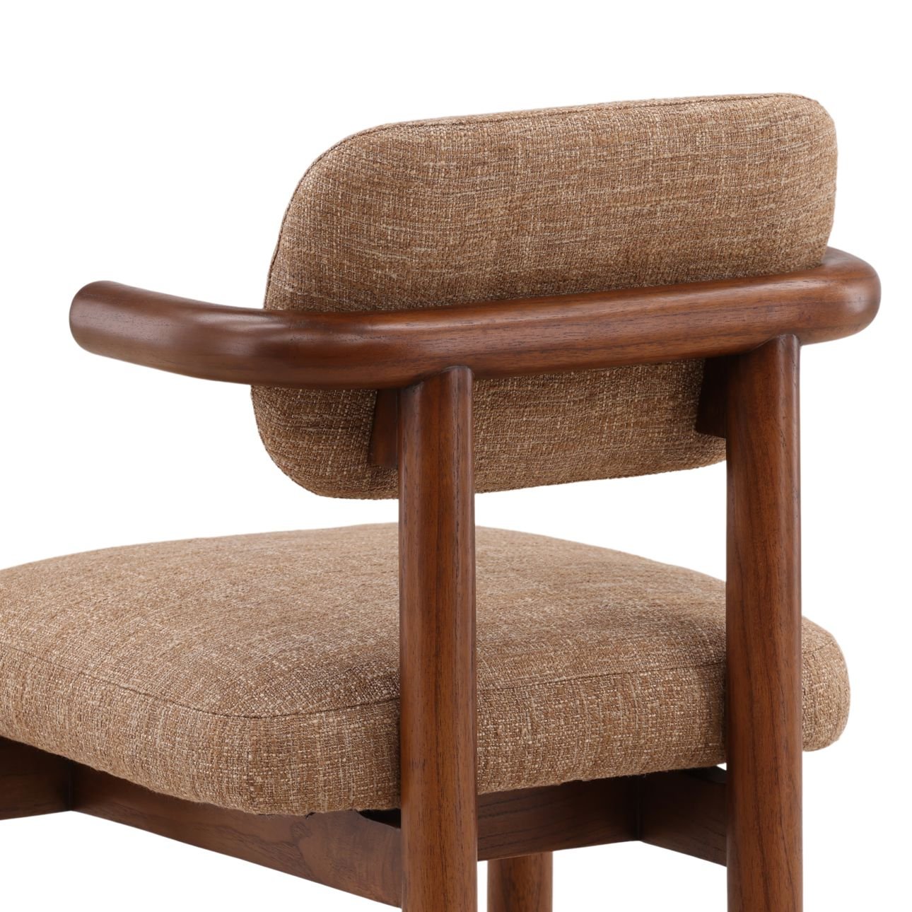 Brown Burlap Fabric and Mindi Wood Chair 21 in Wide