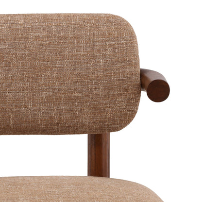 Brown Burlap Fabric and Mindi Wood Chair 21 in Wide