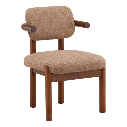 Brown Burlap Fabric and Mindi Wood Chair 21 in Wide