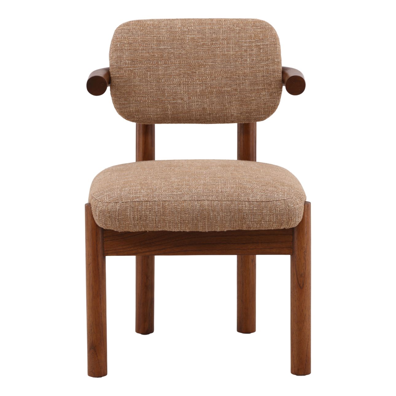 Brown Burlap Fabric and Mindi Wood Chair 21 in Wide