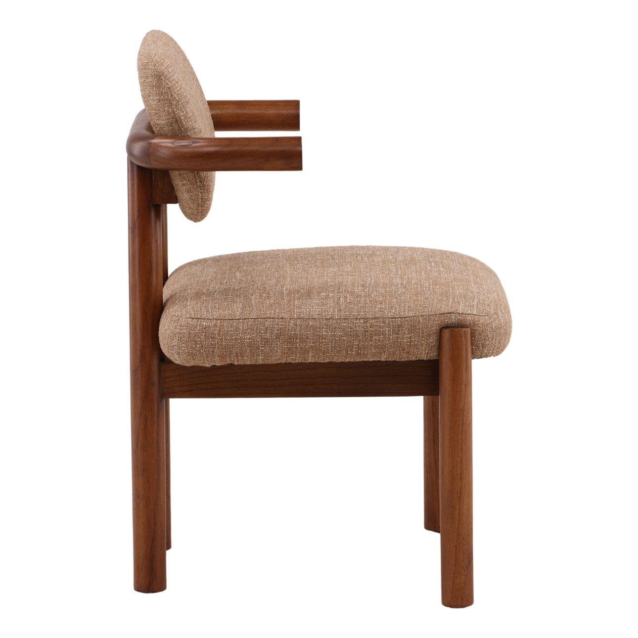 Brown Burlap Fabric and Mindi Wood Chair 21 in Wide
