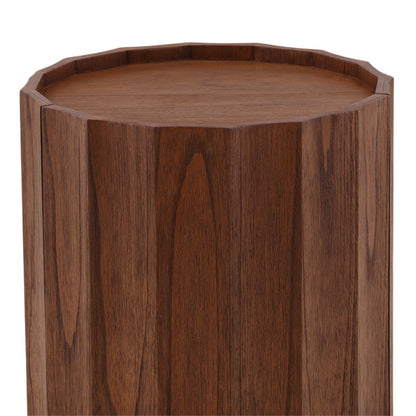 Brown Mindi Wood Veneer Table 18.5 in Wide