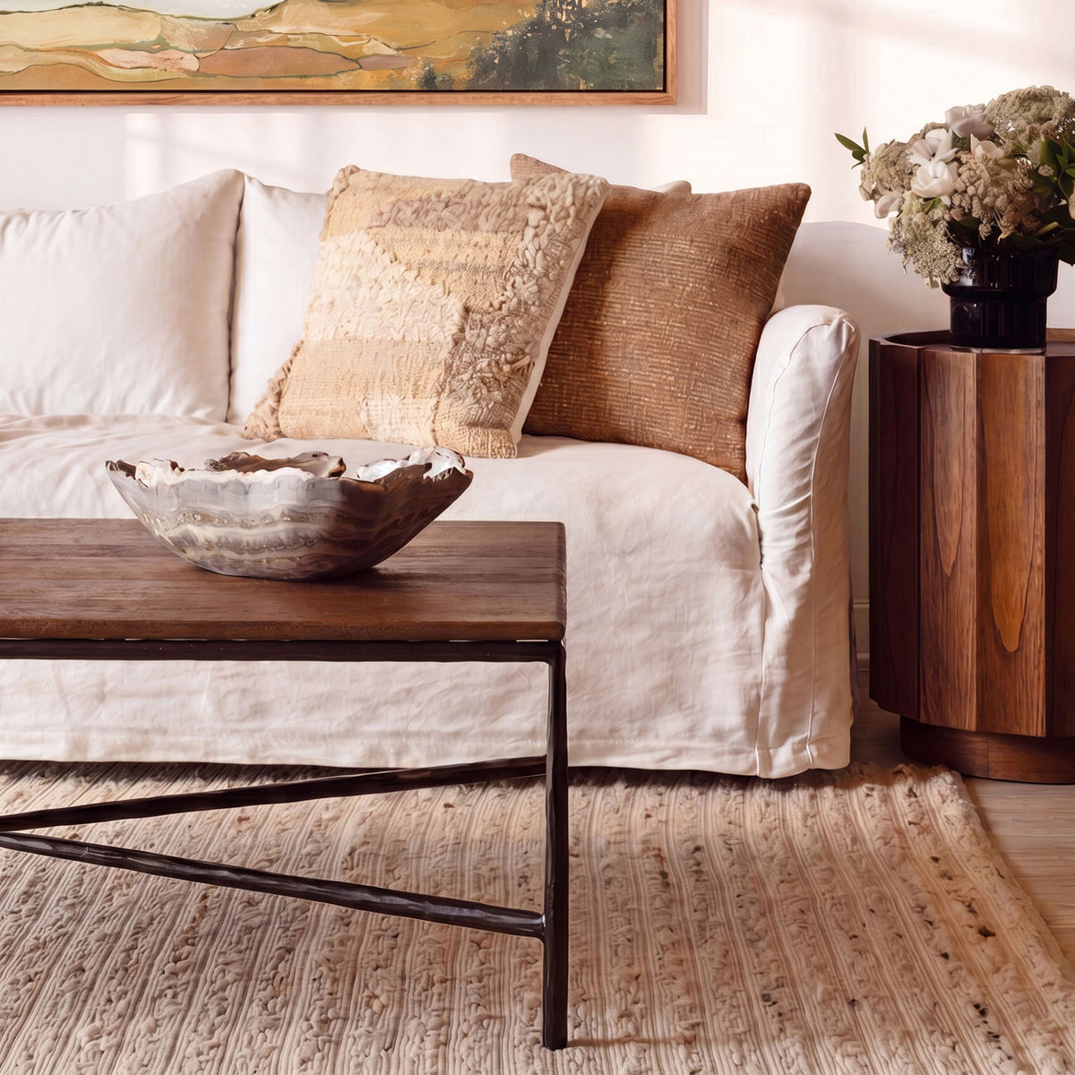 Refined Mindi Wood Veneer Side Table