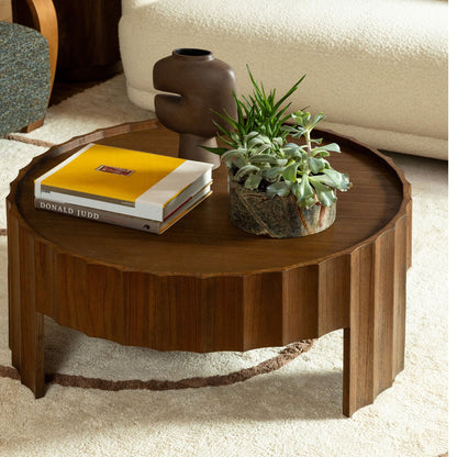Brown Mindi Wood Veneer Table 35.5 in Wide