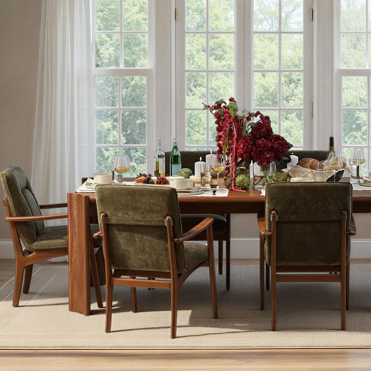 Brown Mindi Wood Veneer Table 88 in Wide