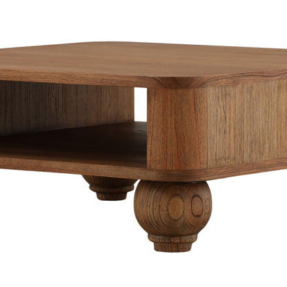 Brown Mindi Wood Veneer Table 43.5 in Wide