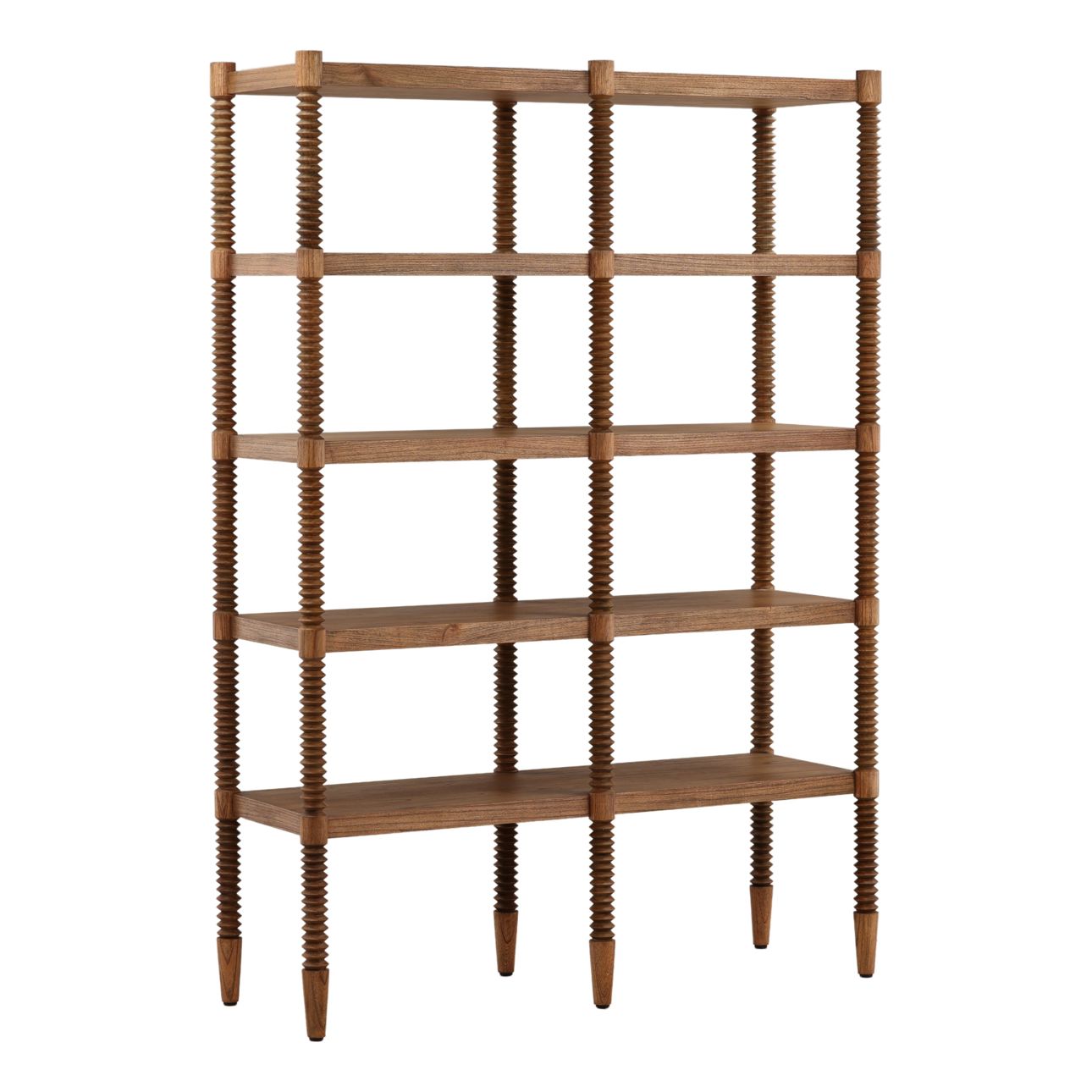 Brown Mindi Wood and Veneer Bookcase 59.5 in Wide