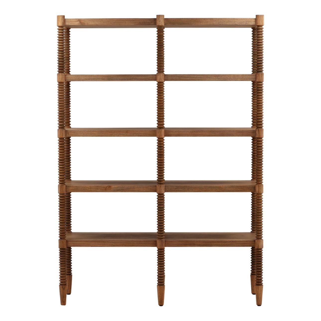 Brown Mindi Wood and Veneer Bookcase 59.5 in Wide