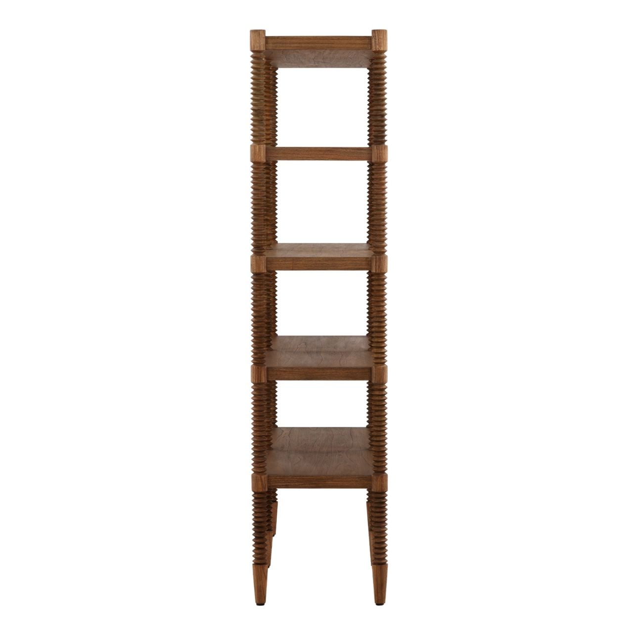 Brown Mindi Wood and Veneer Bookcase 59.5 in Wide