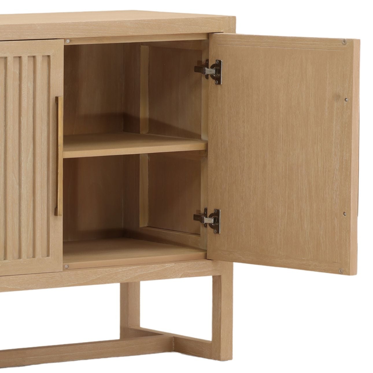 Light Natural Mindi Wood and Veneer Sideboard 81 in Wide