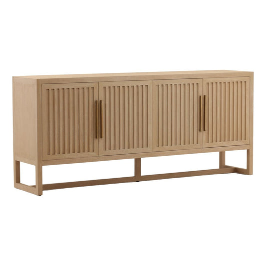 Light Natural Mindi Wood and Veneer Sideboard 81 in Wide