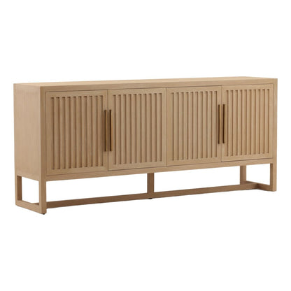 Light Natural Mindi Wood and Veneer Sideboard 81 in Wide