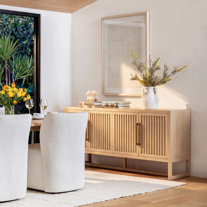 Crafted Mindi Wood and Veneer Cabinet
