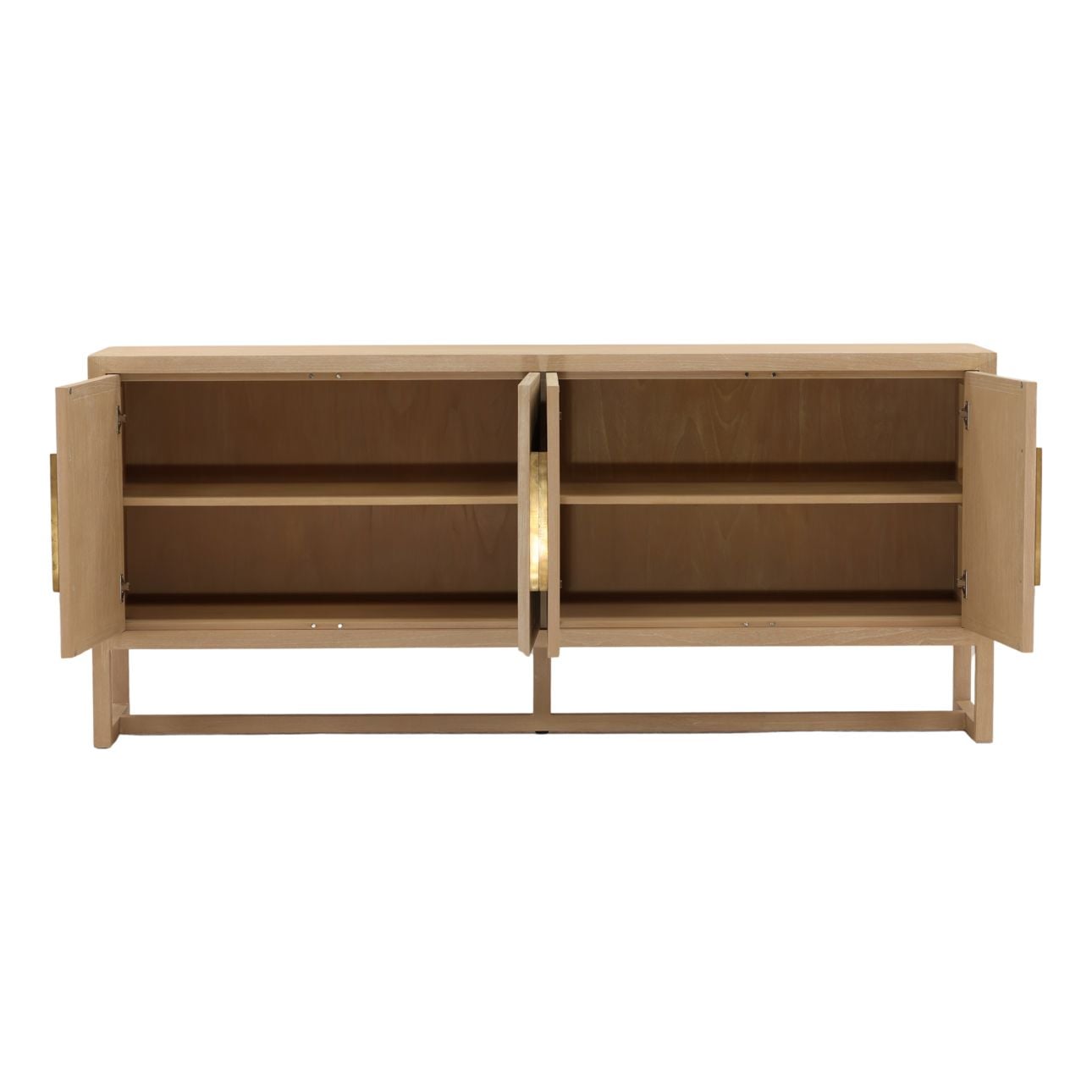 Light Natural Mindi Wood and Veneer Sideboard 81 in Wide