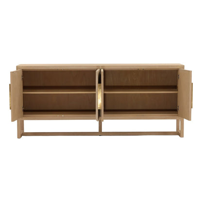 Light Natural Mindi Wood and Veneer Sideboard 81 in Wide