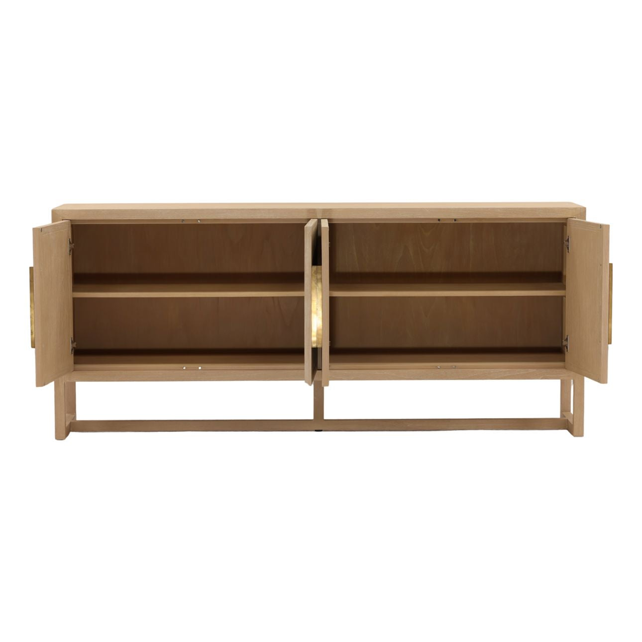 Light Natural Mindi Wood and Veneer Sideboard 81 in Wide