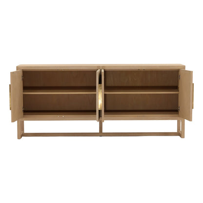 Light Natural Mindi Wood and Veneer Sideboard 81 in Wide