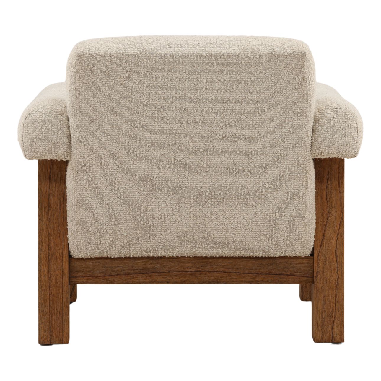 Barley Cream and Brown Boucle Fabric and Mindi Wood Chair 34.5 in Wide