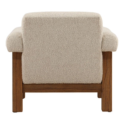 Barley Cream and Brown Boucle Fabric and Mindi Wood Chair 34.5 in Wide