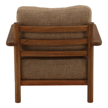 Brown Burlap Fabric and Mindi Wood Chair 32 in Wide