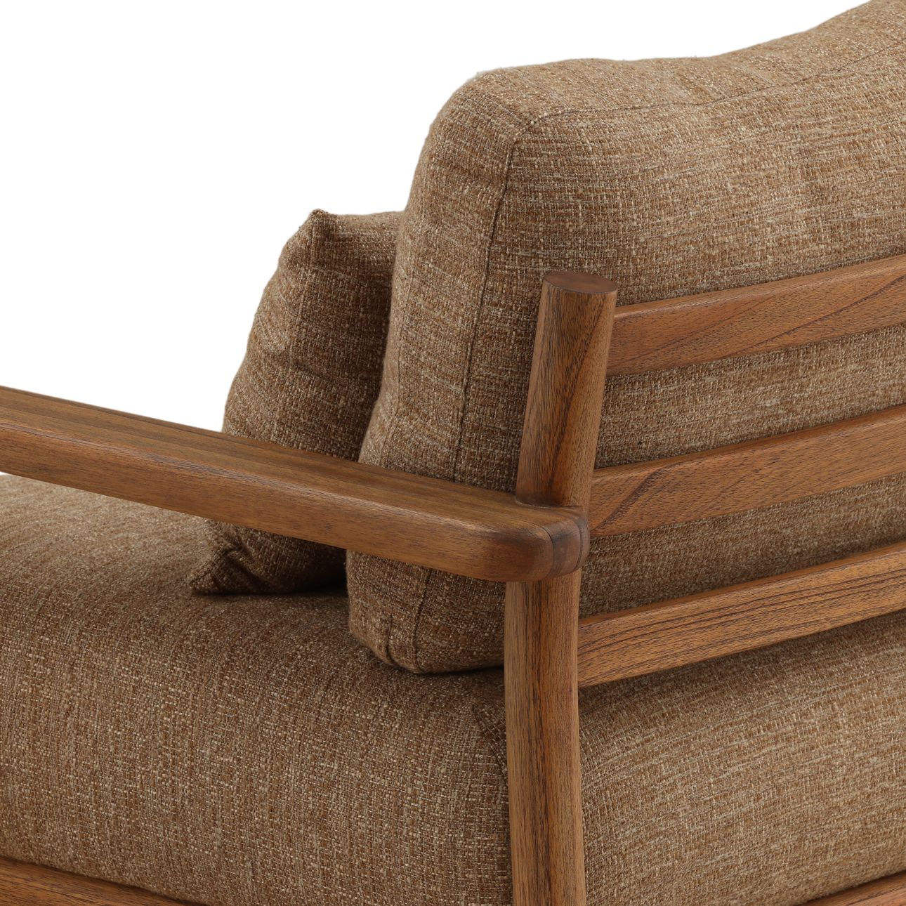 Brown Burlap Fabric and Mindi Wood Chair 32 in Wide