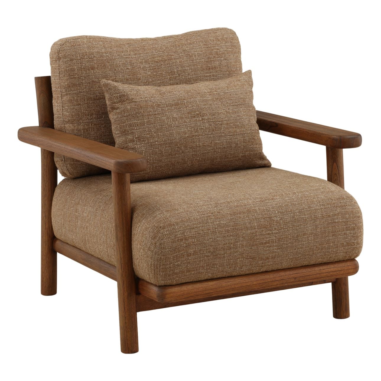 Brown Burlap Fabric and Mindi Wood Chair 32 in Wide