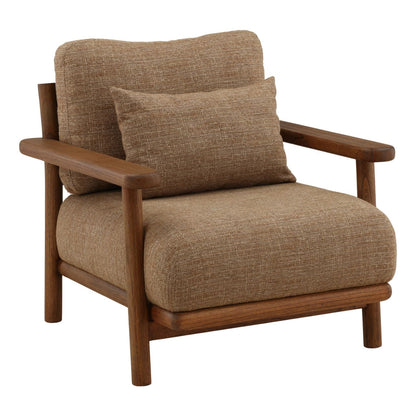 Brown Burlap Fabric and Mindi Wood Chair 32 in Wide