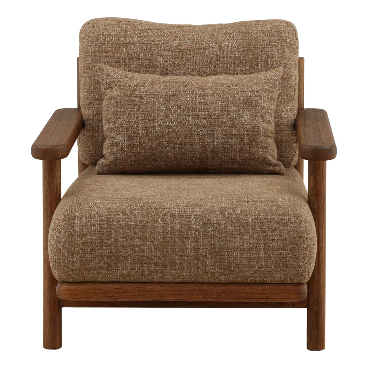 Brown Burlap Fabric and Mindi Wood Chair 32 in Wide