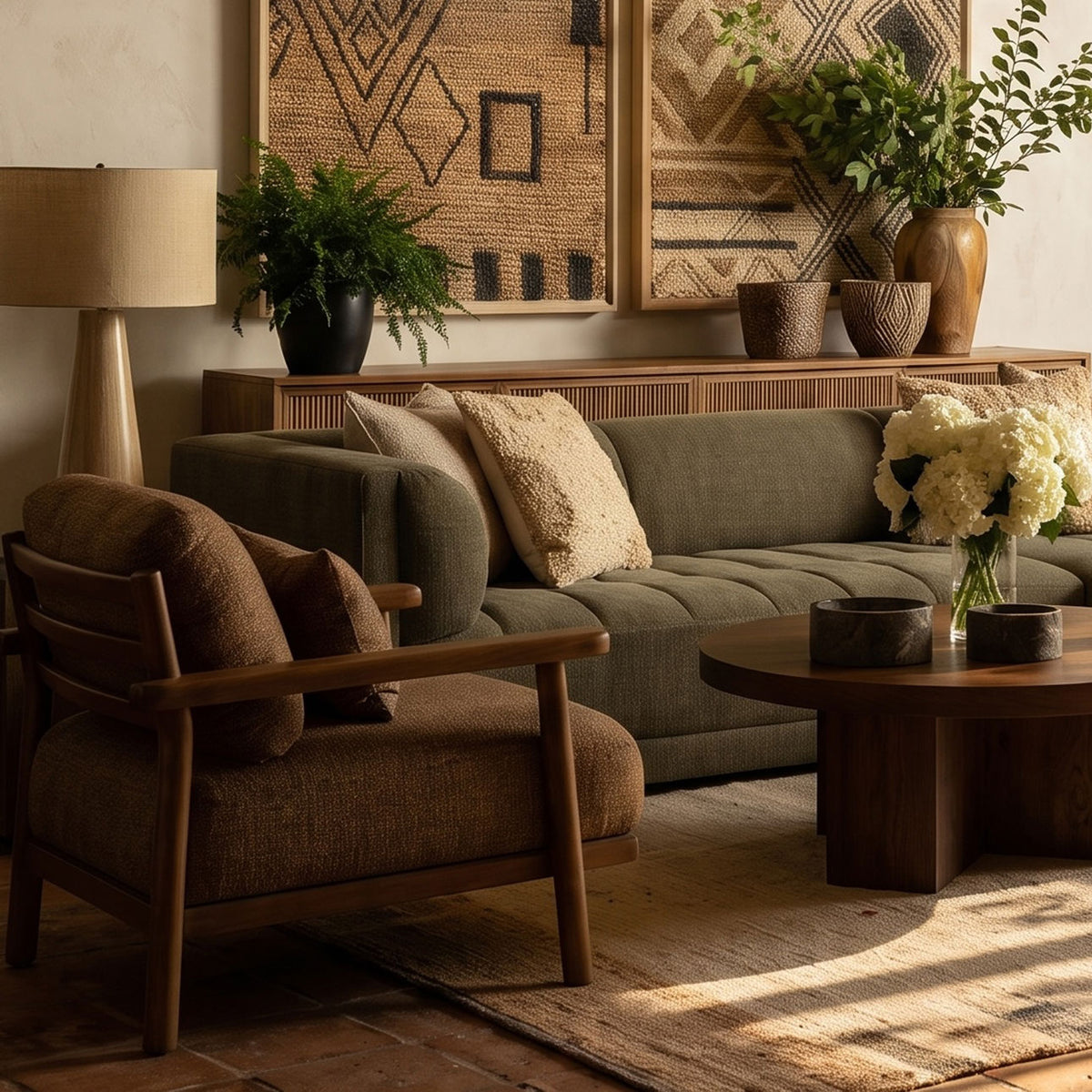 Elevated Burlap Fabric and Mindi Wood Home Accent