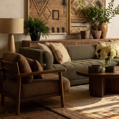 Elevated Burlap Fabric and Mindi Wood Home Accent